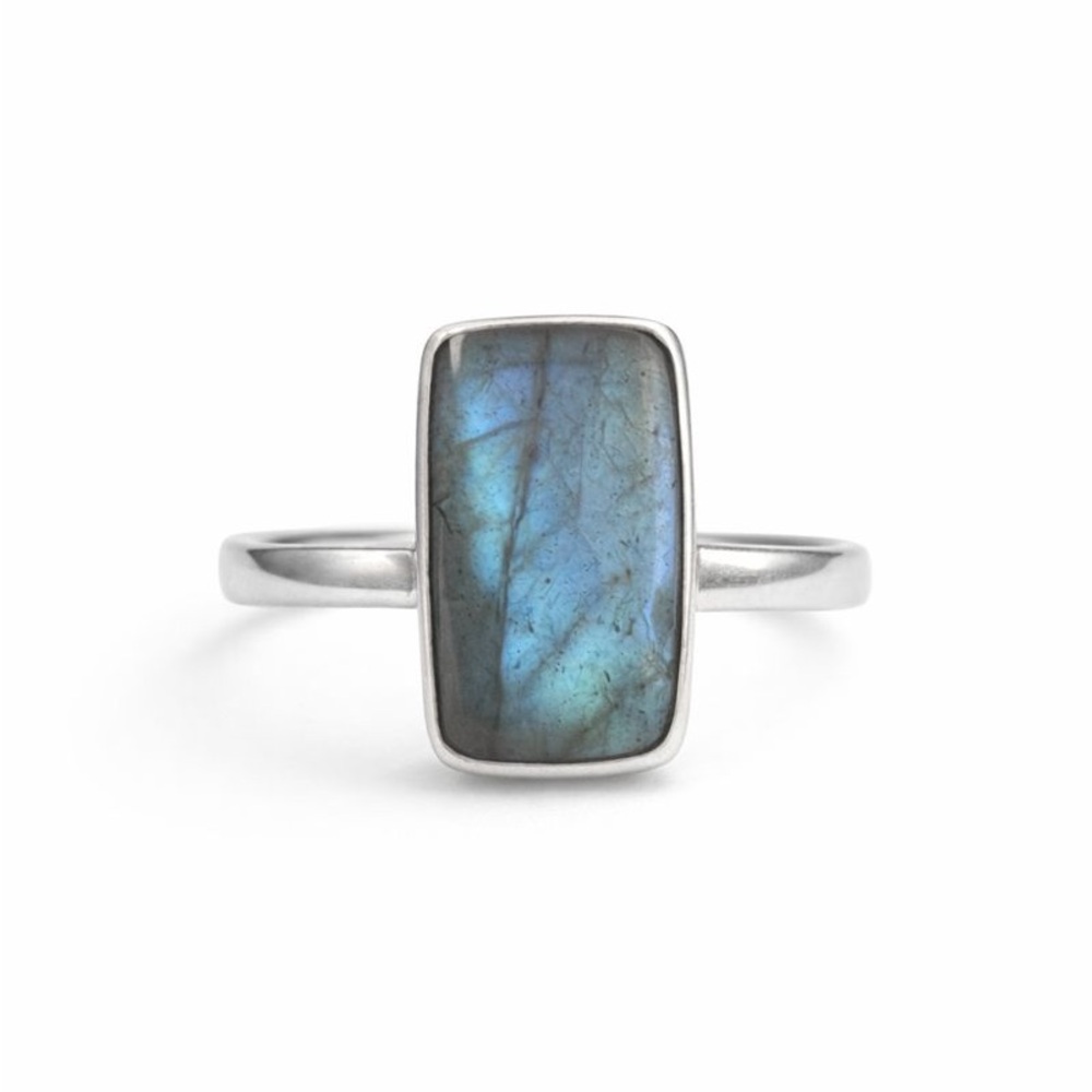 S925 Rectangle Labradorite Ring - image 1